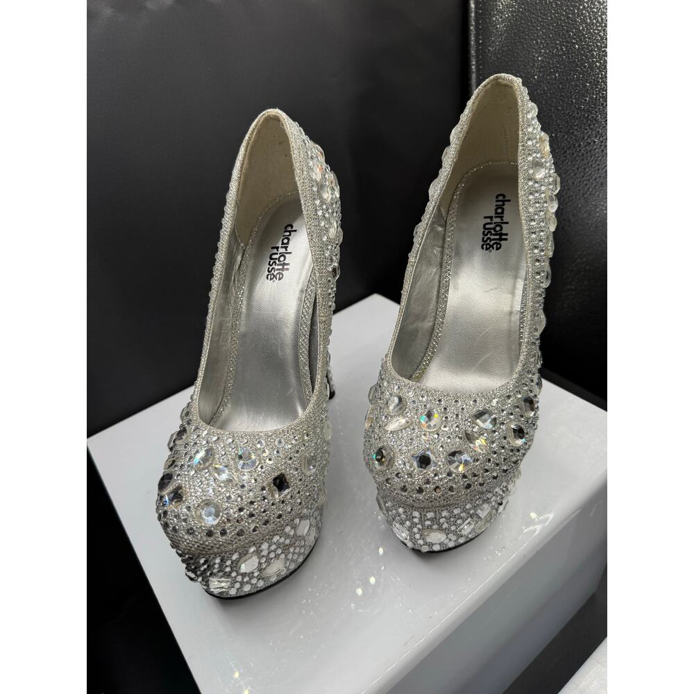 Charlotte Russe Silver Rhinestone 6” Stiletto Heels - Size 8W - Picture 7 of 10